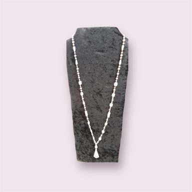 MAX NEIGER white/uranium glass beaded long necklace
