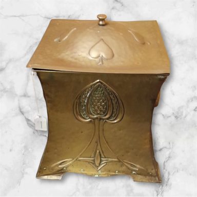 Art Nouveau brass coal box