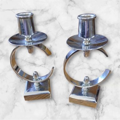Matching pair of chrome candlesticks 
