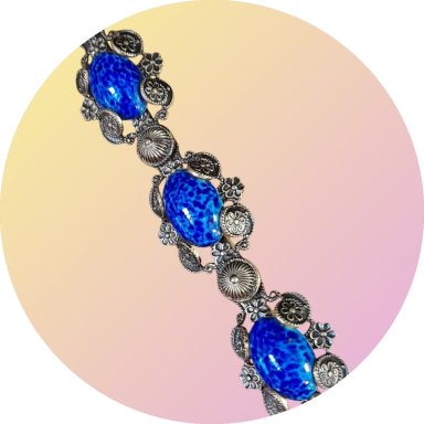 Czech Neiger blue 3 stone decorative brooch
