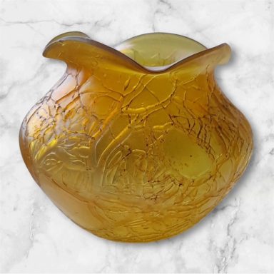 Wilhelm Kralik Sohne Rose bowl crackle glass Loetz
