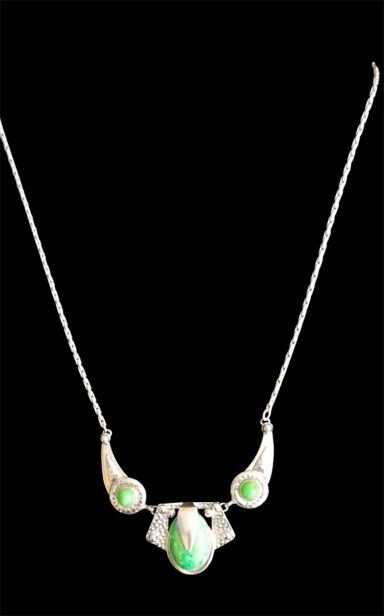 Jakob Bengel chrome and peking glass necklace
