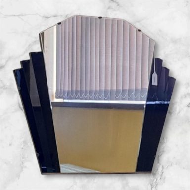 Fan mirror with black glass side panels