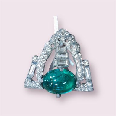 Green stone and marcasite dress clip
