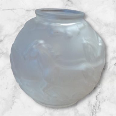 Inwald frosted ball vase with horses  Barolac 
