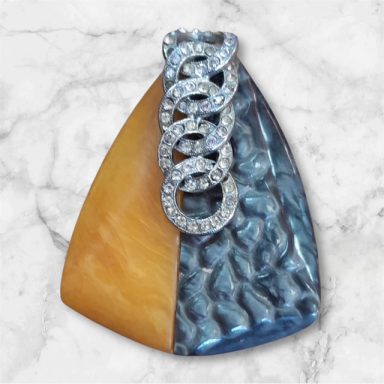 Grey and butterscotch and diamante large dress clip
