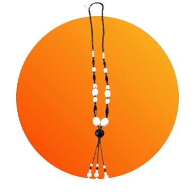 Czech Black & White Bead Flapper Necklace
