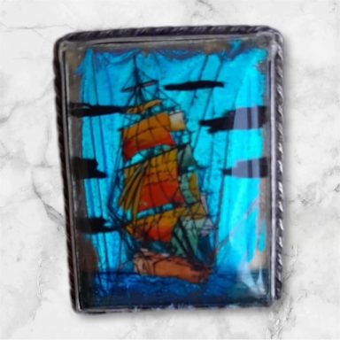 Butterfly wing Shipton & sons Birmingham Red ship brooch
