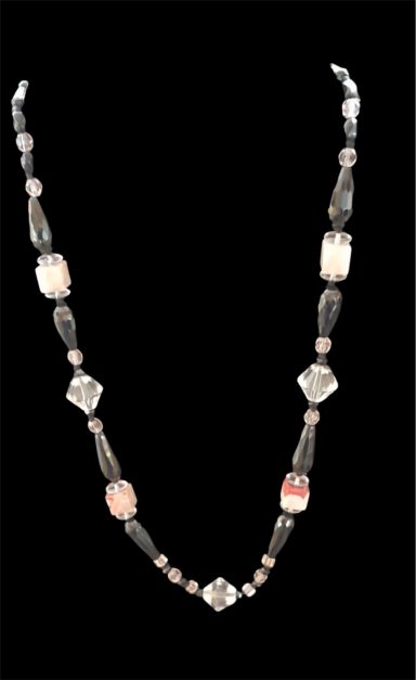 Black crystal and pink necklace
