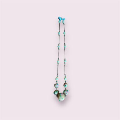 Green and coral dainty short necklace

