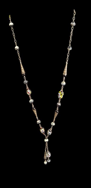 Venetian painted glass beads long necklace
