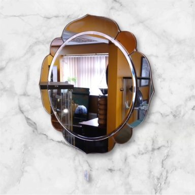 Round clover leaf four peach panels mirror
