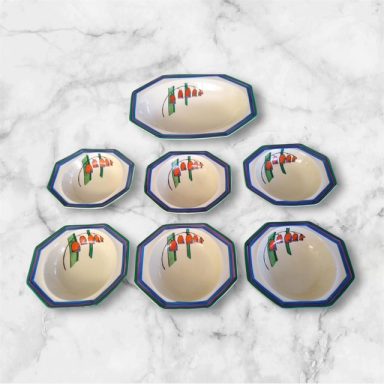 Clarice Cliff Solomon Seal 7 piece fruit set